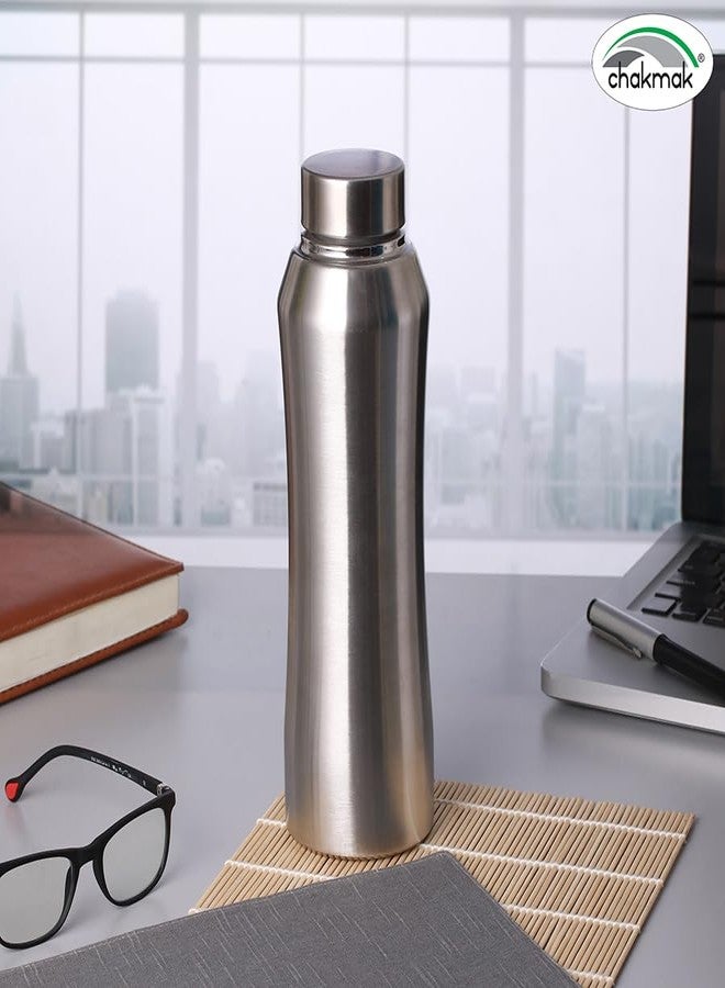 Chakmak Rush Stainless Steel Water Bottle - 1000 ml, Silver, Leak Proof for Office, Gym, Home, Kitchen, Hiking, Trekking, Travel - Image 3